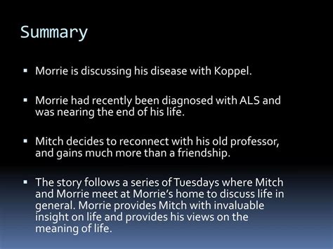 tuesdays with morrie chapter summary|tuesday with morrie analysis.